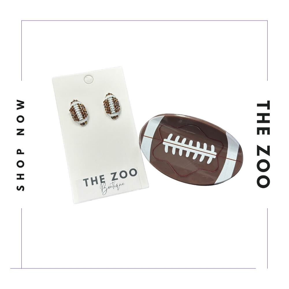 Rhinestone Earrings Football and‎ Claw Clip